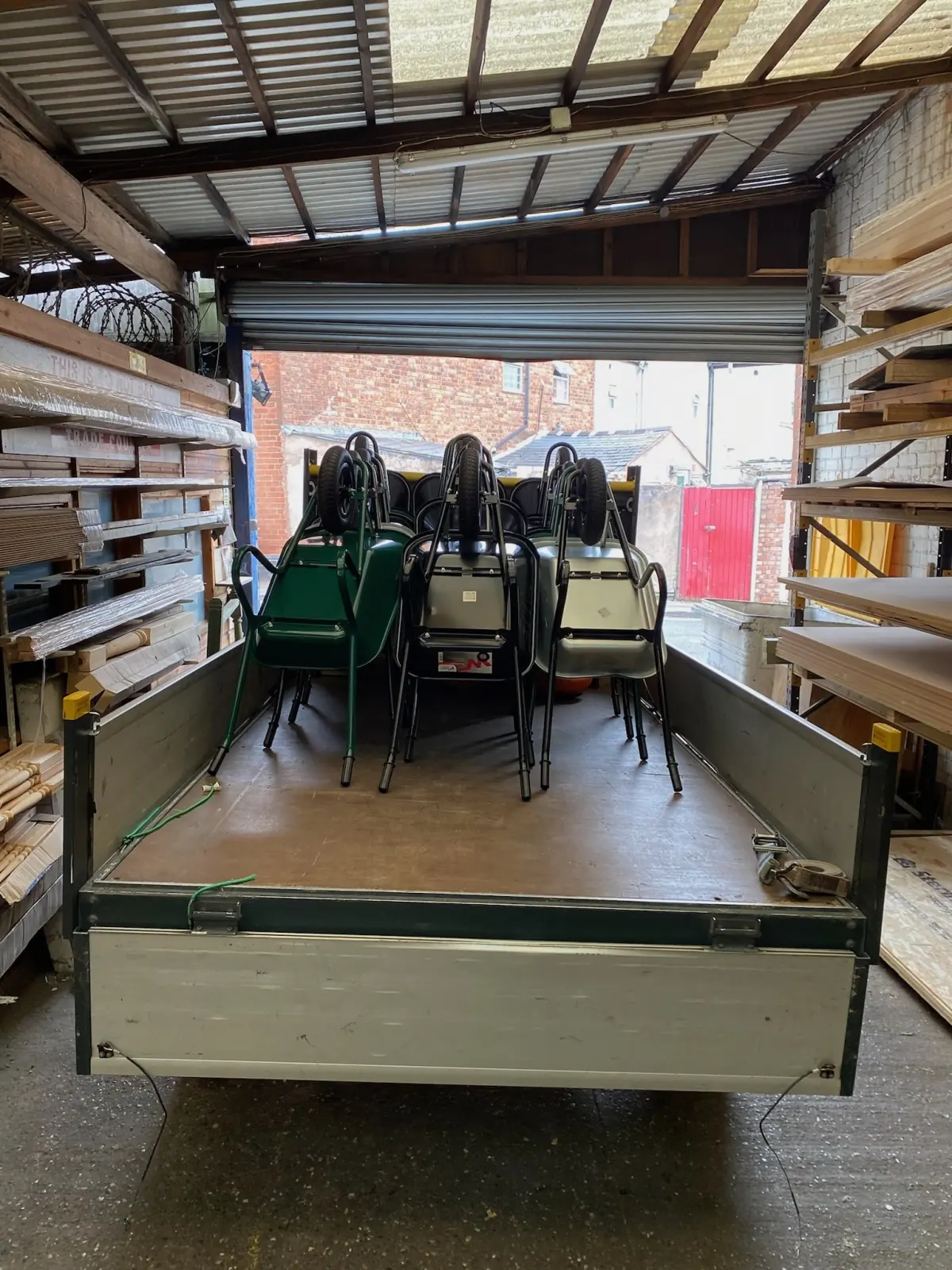 Loaded trailer in the Arundel Street yard, ready to go out